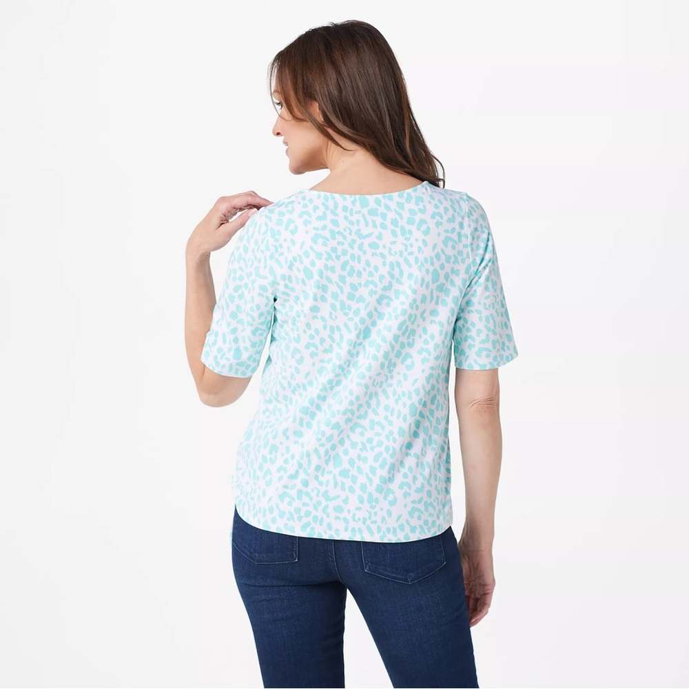 Belle by Kim Gravel TripleLuxe Knit Leopard Print Side-Tie Top - Picture 5 of 9